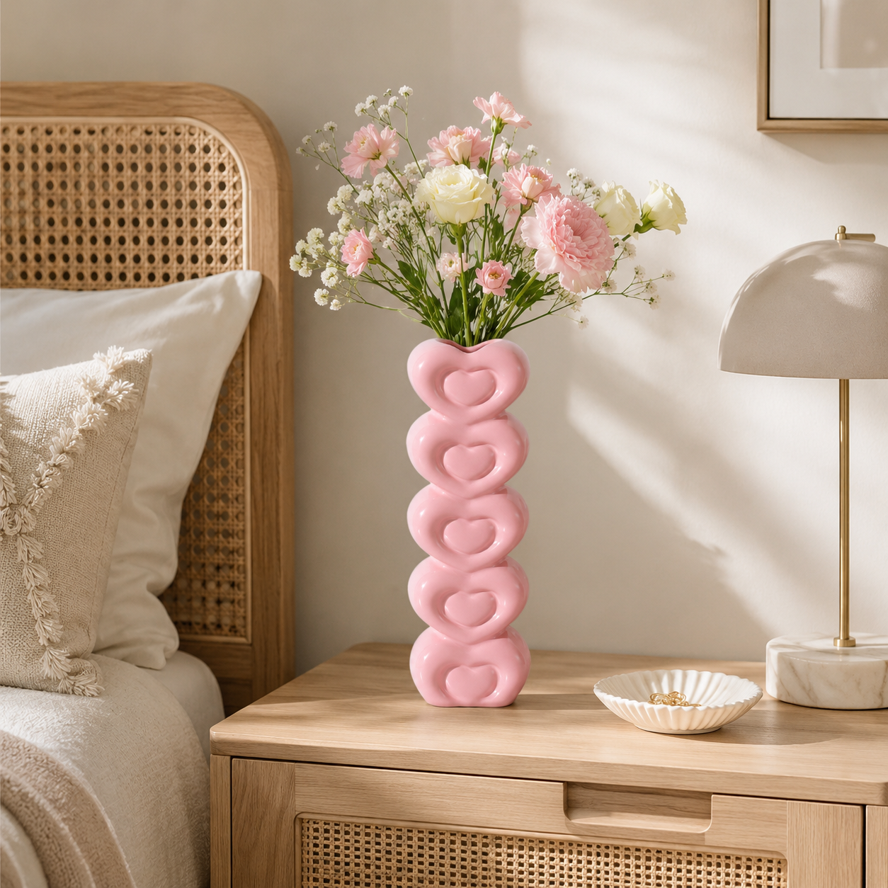 Pink Heart Stack Ceramic Vase