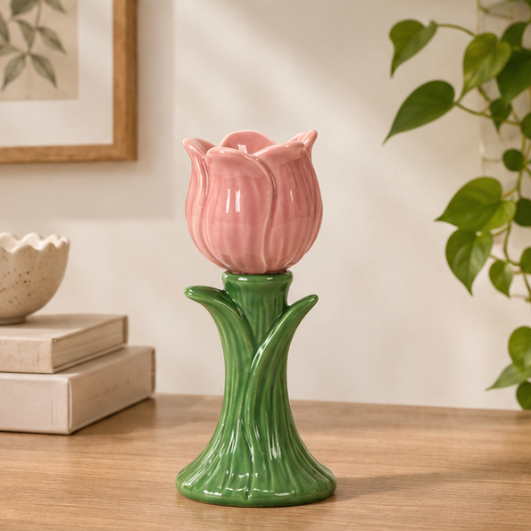 Pink Tulip Porcelain Bud Vase
