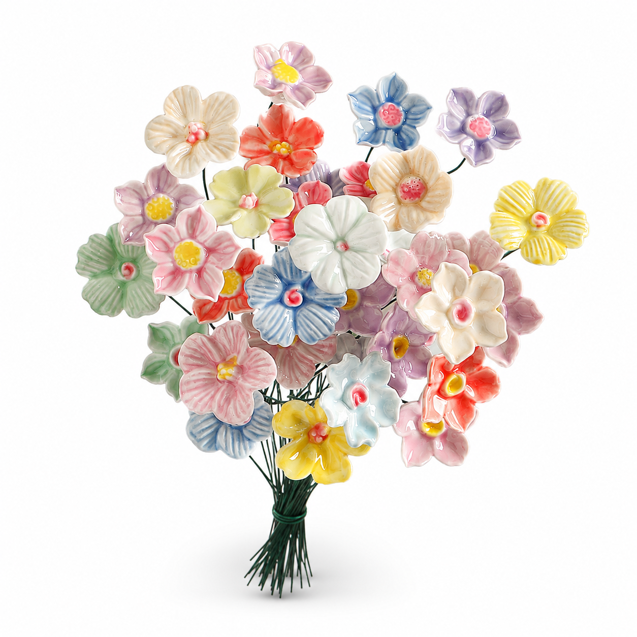 10-Piece Assorted Ceramic Flower Stem Set