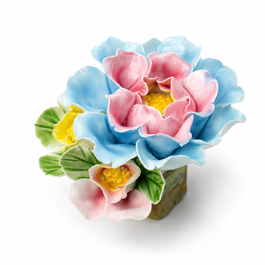 Blue & Pink Rose Porcelain Aroma Flower