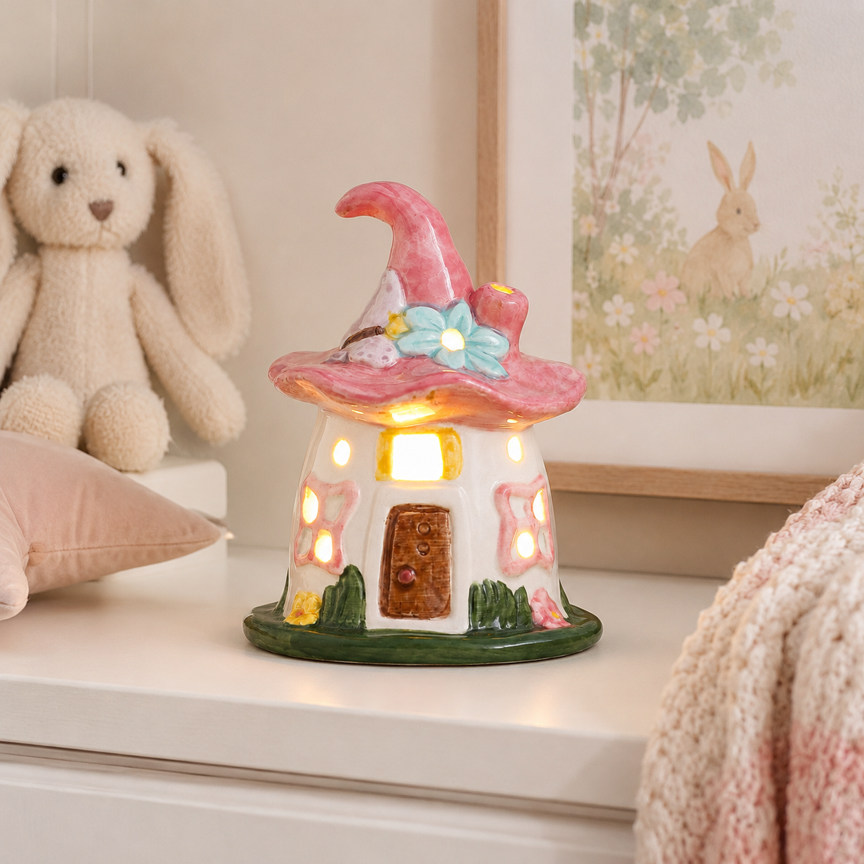 Pink Magic Hat Ceramic Night Light