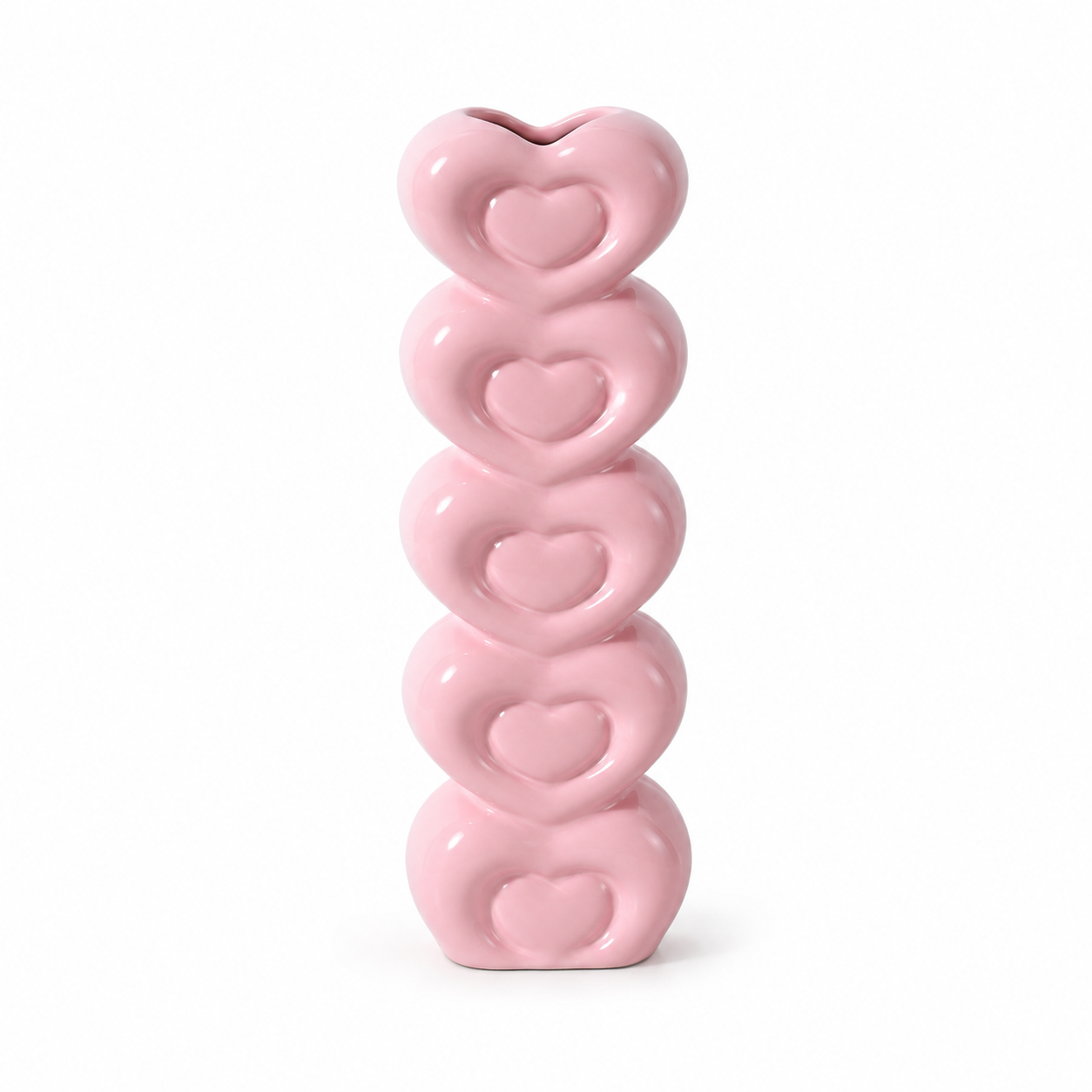 Pink Heart Stack Ceramic Vase