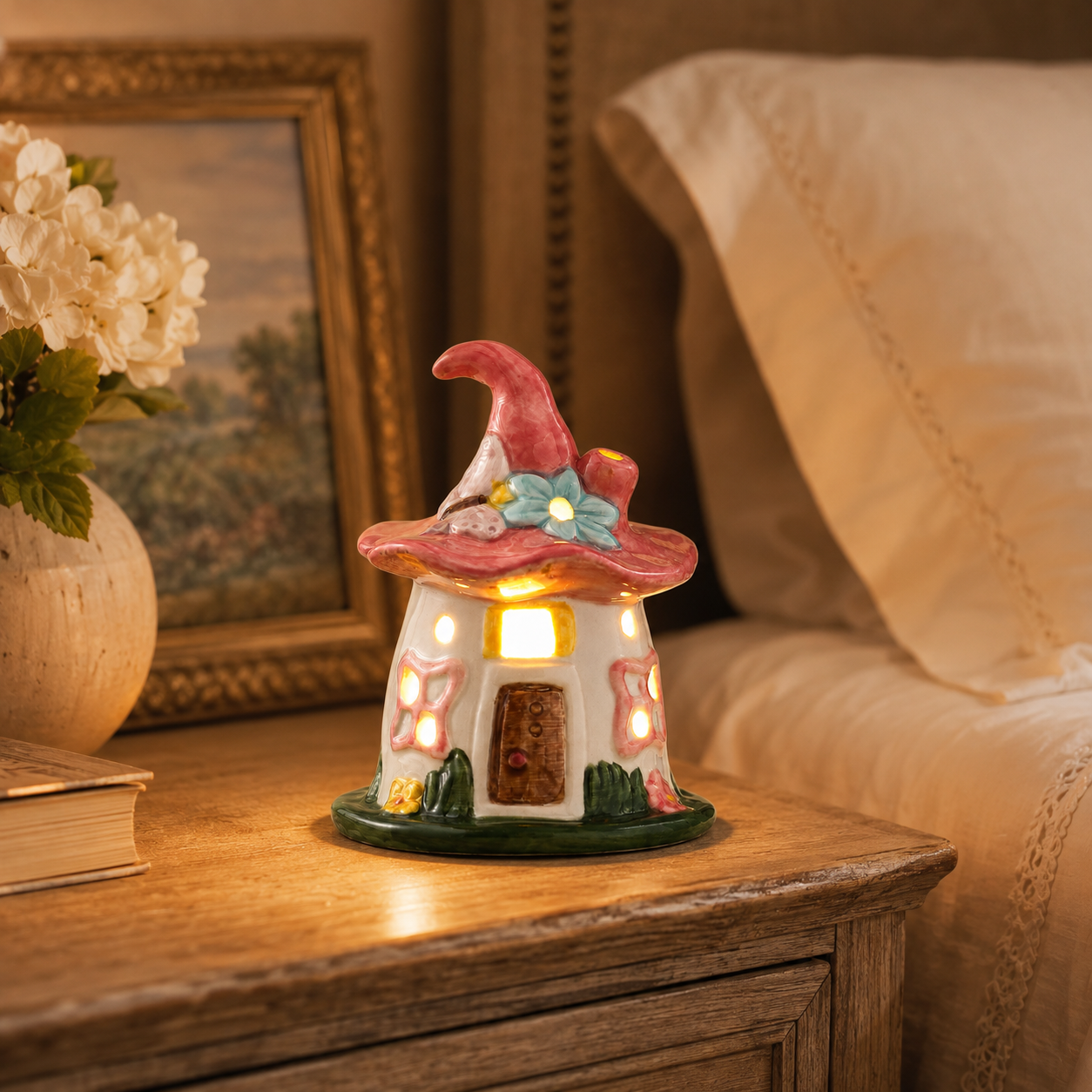 Pink Magic Hat Ceramic Night Light