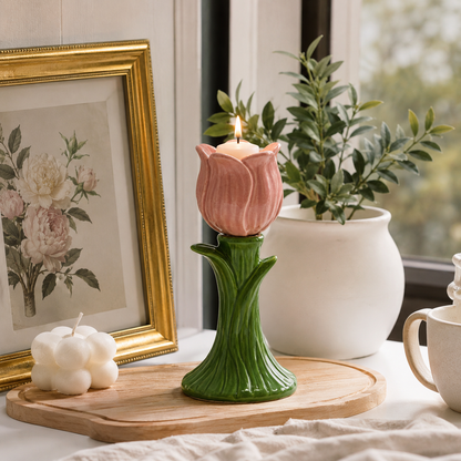 Pink Tulip Porcelain Bud Vase