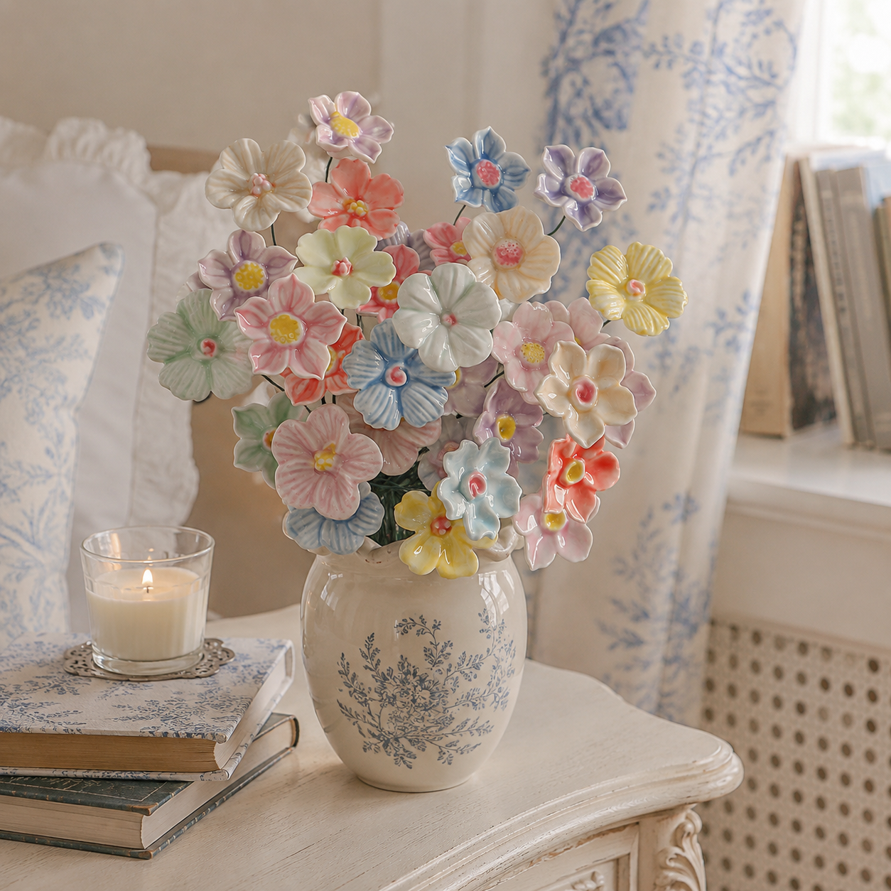 10-Piece Assorted Ceramic Flower Stem Set