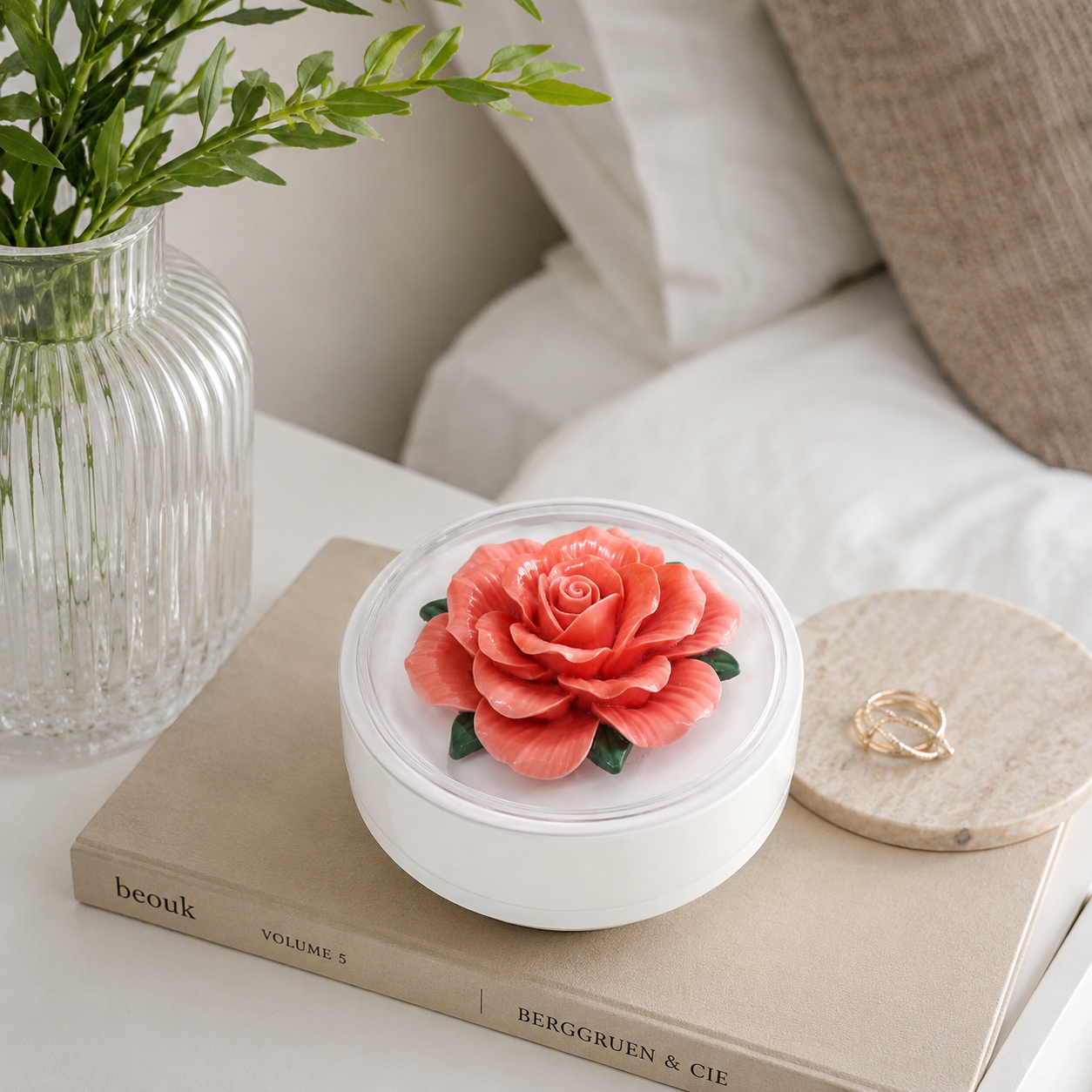Orange Ceramic Rose Decorative Flower