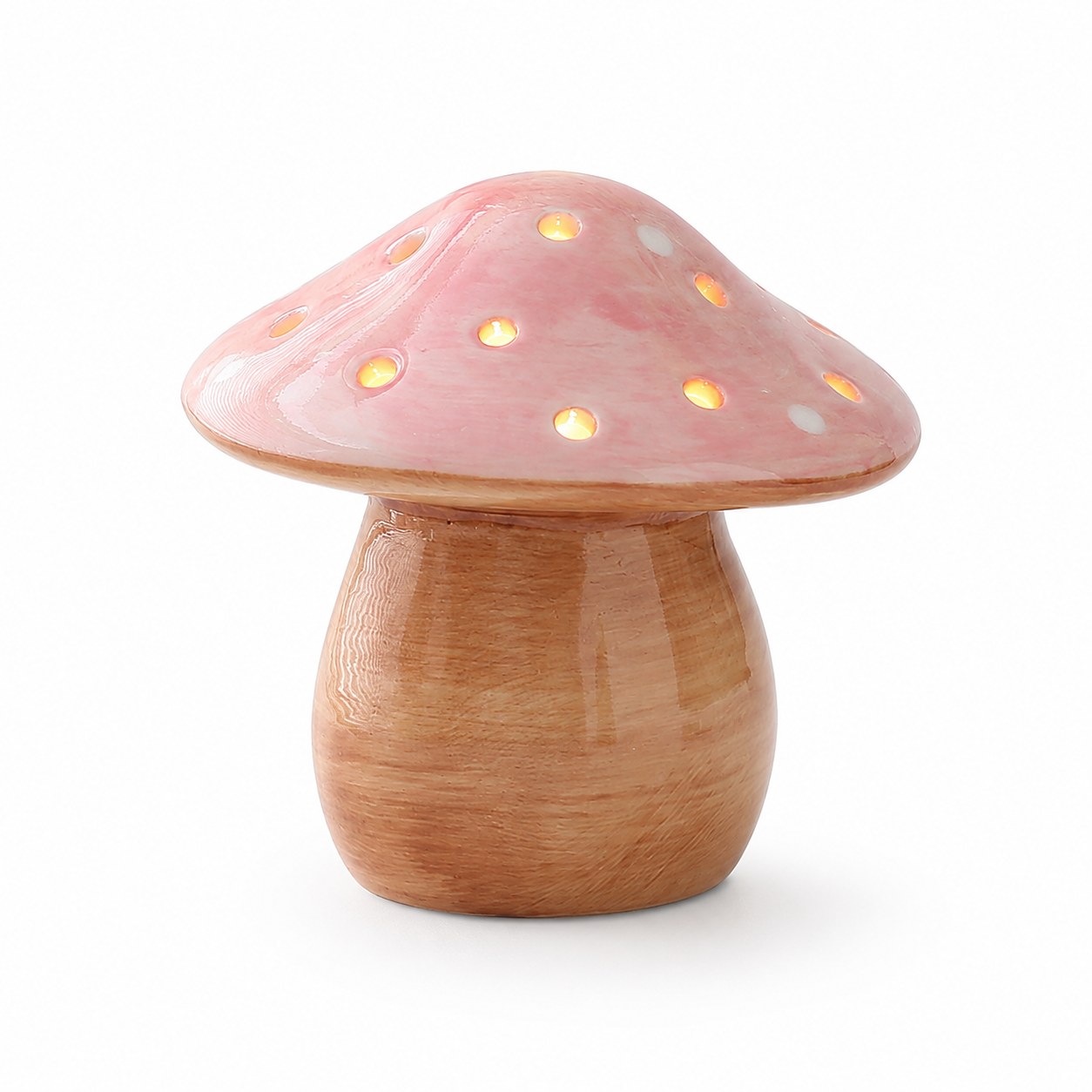 Pink Ceramic Mushroom Night Light