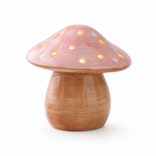 Pink Ceramic Mushroom Night Light