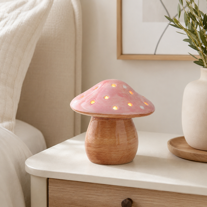 Pink Ceramic Mushroom Night Light
